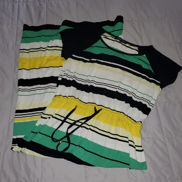 Striped, short sleeved maxi dress - Picture 2 of 9